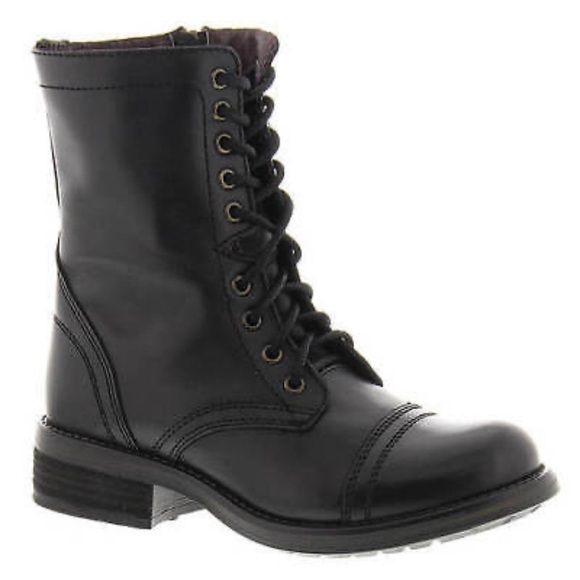 Steve Madden Black Combat Boots - Picture 1 of 7